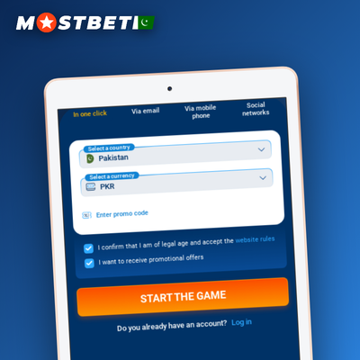 Mostbet email registration with confirmation envelope and login form for new accounts